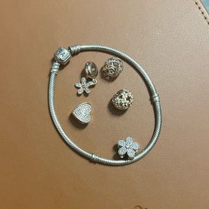 Pandora Bracelet and Various Charms